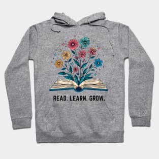 Open Book With Flowers - Read. Learn. Grow. Hoodie